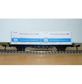 Fleischmann 5234 wagon plat porte conteneurs Lbs 598 World Travel Agency DB BO