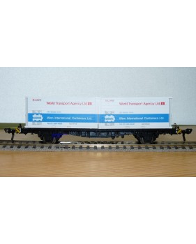 Fleischmann 5234 wagon plat porte conteneurs Lbs 598 World Travel Agency DB BO