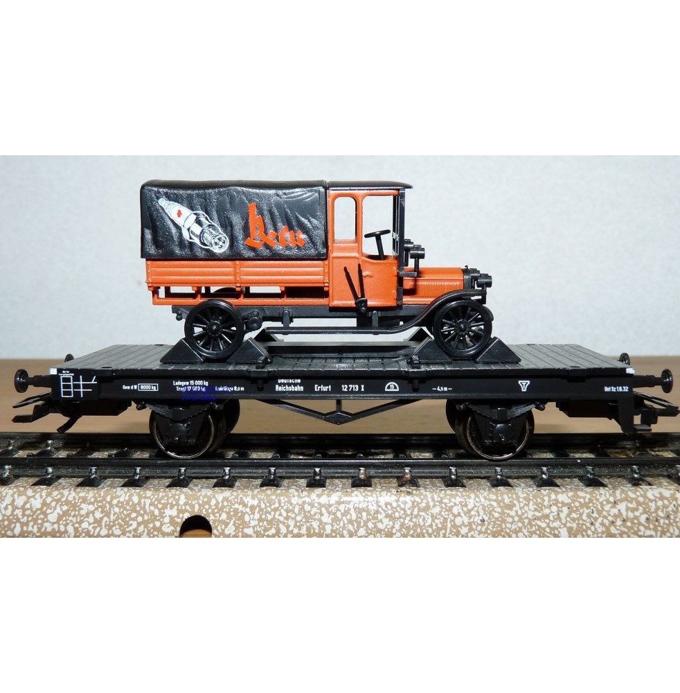 Märklin 46841,  wagon plat type X Erfurt + camion SAG Béru  DRG  BO