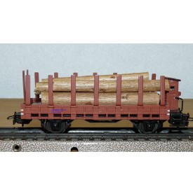 Märklin ancien 321 G  . 3,   wagon plat à ranchers à guérite  chargé de troncs DB 