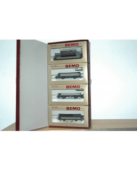 BEMO HOm  7463 100,  Coffret 4  wagons plats type Kk-w  RhB BO 