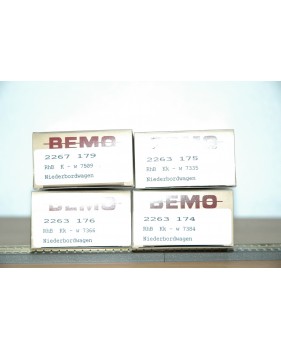 BEMO HOm  7463 100,  Coffret 4  wagons plats type Kk-w  RhB BO 