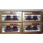 BEMO HOm  7458 100,  Coffret 4  wagons plats type Kk  avec conteneurs à gravier  RhB BO 