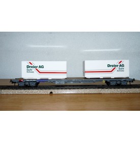 HAG  372 . 01, wagon plat type Sgss avec 2 conteneurs sur pieds DREIER  SBB  BO