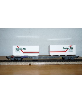 HAG  372 . 01, wagon plat type Sgss avec 2 conteneurs sur pieds DREIER  SBB  BO