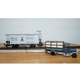 Märklin 48096 / 96701, wagon couvert à guérite et camion Papier Fabrik Salach  K.W.Sts.E.Neuf BO