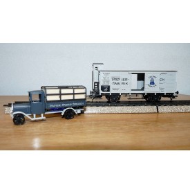 Märklin 48096 / 96701, wagon couvert à guérite et camion Papier Fabrik Salach  K.W.Sts.E.Neuf BO