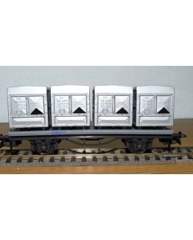 LILIPUT ancien 201 wagon plat chargé de 4 conteneurs ( cadres)  NS  BO