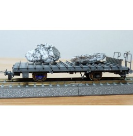 BEMO 2270 128, wagon plat chargé de 2 rochers type Kk-w  N° 7338  RhB  BO