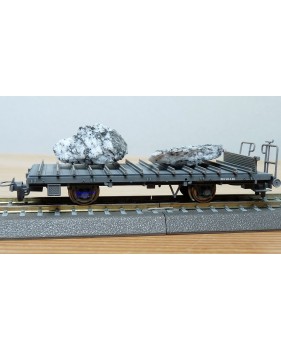 BEMO 2270 128, wagon plat chargé de 2 rochers type Kk-w  N° 7338  RhB  BO