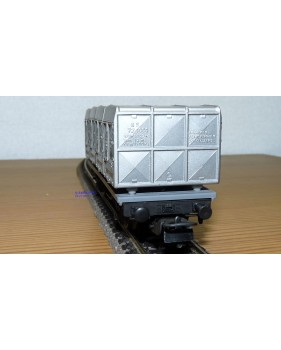 LILIPUT ancien 201 wagon plat chargé de 4 conteneurs ( cadres)  NS  BO