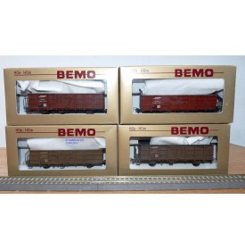 BEMO HOm  7455 100,  Coffret 4  wagons tombereaux type Fb   RhB  BO 
