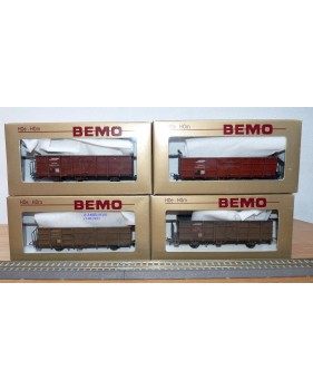 BEMO HOm  7455 100,  Coffret 4  wagons tombereaux type Fb   RhB  BO 