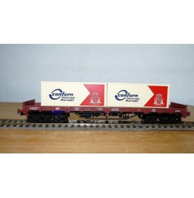 ELECTROTREN 5139K,  wagon plat type Remms chargé de 2 conteneurs CONFERN DB BO