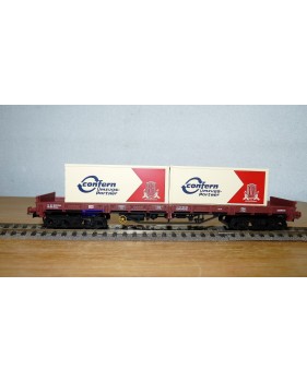 ELECTROTREN 5139K,  wagon plat type Remms chargé de 2 conteneurs CONFERN DB BO