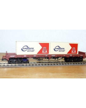 ELECTROTREN 5139K,  wagon plat type Remms chargé de 2 conteneurs CONFERN DB BO