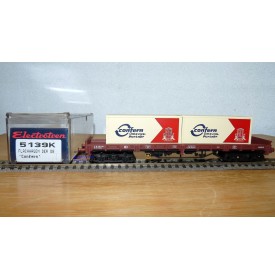 ELECTROTREN 5139K,  wagon plat type Remms chargé de 2 conteneurs CONFERN DB BO