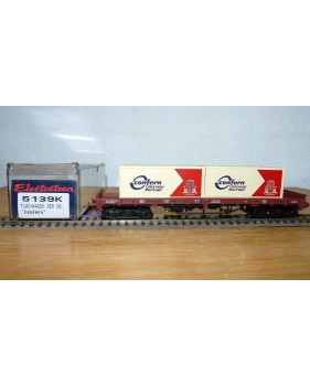 ELECTROTREN 5139K,  wagon plat type Remms chargé de 2 conteneurs CONFERN DB BO