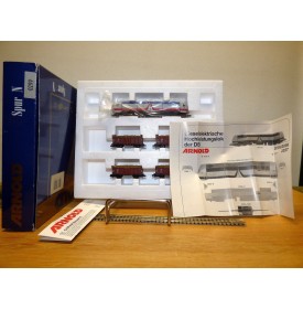 ARNOLD 0299, coffret locodiesel MAK et 4 wagons tombereau DB  Neuf BO