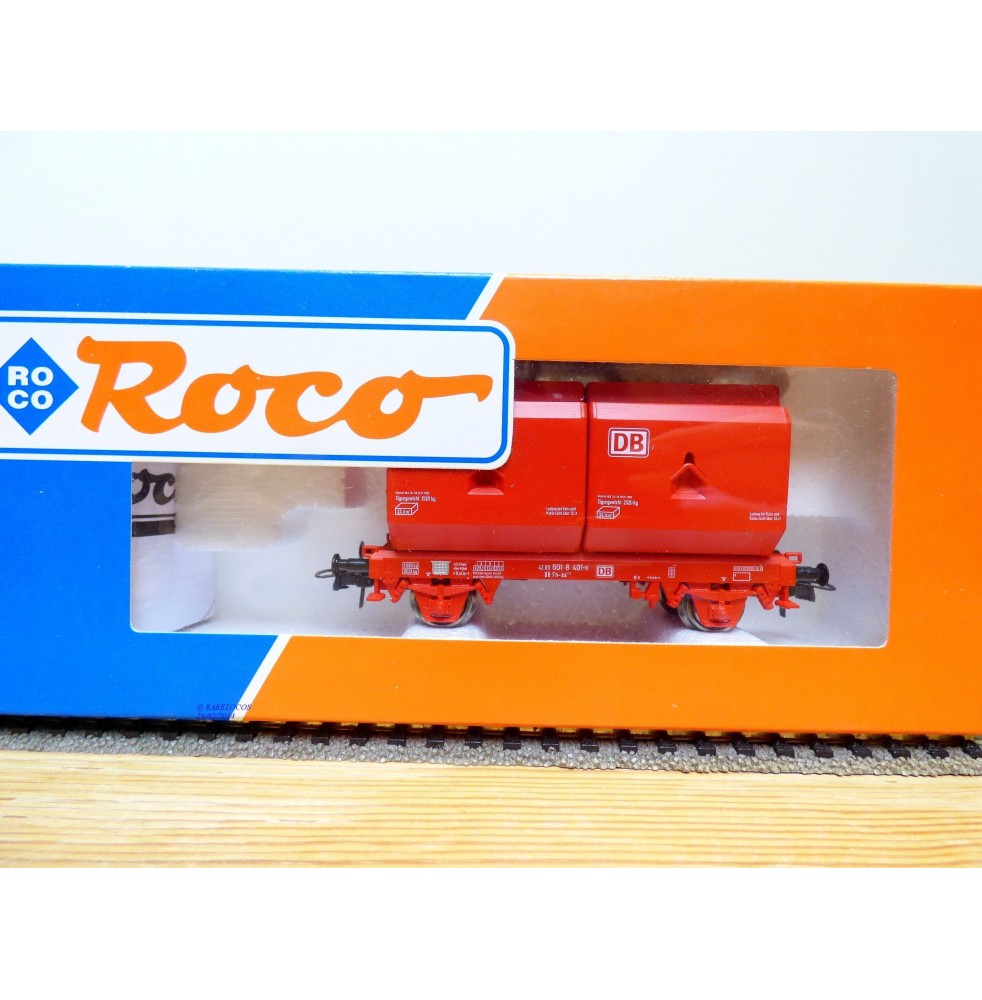 ROCO 47705, wagon plat type OKMM 58 chargé de conteneurs spéciaux  DB AG BO