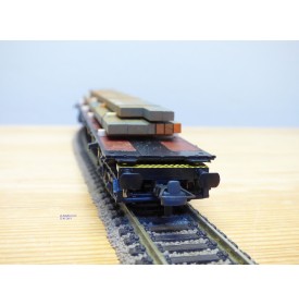 ROCO 47985,  wagon porteur multifonctions  type Sgjs 718  chargé de lingots d'acier DB AG  Neuf  BO