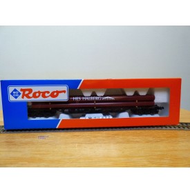 ROCO 47218,  wagon plat à ranchers type Sgjs 716  chargé de tubes HES HALBERG  DB  Neuf  BO