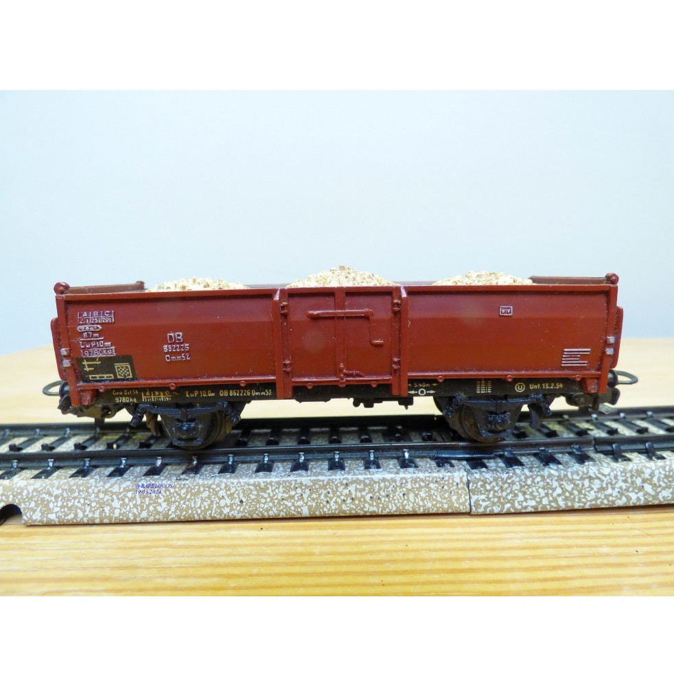Märklin ancien  4603, 7 wagon tombereau chargé bois DB BO