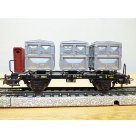 Märklin ancien  4614.1, wagon plat porte cadres type BTmms 51  chargé de 3 cadres "Von Haus zu Haus"   DB  BO
