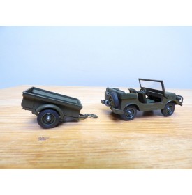 Solido 213,  Jeep Mercedes (Peugeot ) et remorque   Neuf   BO  