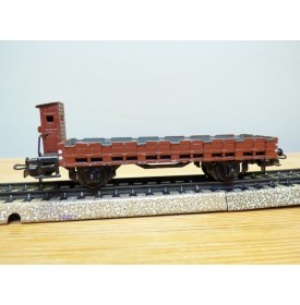 Märklin ancien 323  . 3,   wagon plat à ranchers à guérite   DB  BO