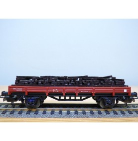 ELECTROTREN  1105, wagon plat  chargé de traverses RENFE BO