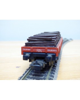 ELECTROTREN  1105, wagon plat  chargé de traverses RENFE BO