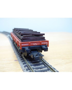 ELECTROTREN  1105, wagon plat  chargé de traverses RENFE BO