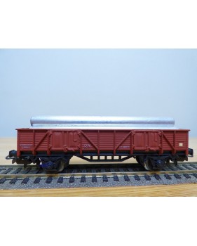 ELECTROTREN  1101, wagon tombereau   chargé de tubes  RENFE BO