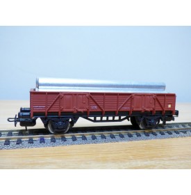 ELECTROTREN  1101, wagon tombereau   chargé de tubes  RENFE BO