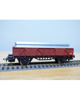 ELECTROTREN  1101, wagon tombereau   chargé de tubes  RENFE BO