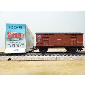 POCHER 315 / 3, rare wagon couvert type F  avec feu de fin de convoi  FS BO