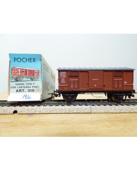 POCHER 315 / 3, rare wagon couvert type F  avec feu de fin de convoi  FS BO
