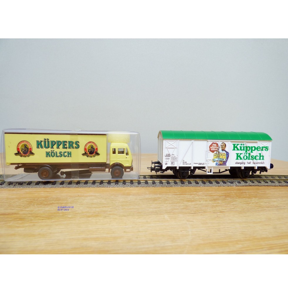 LILIPUT 229 18, wagon type Gs et camion Mercedes KÜPPERS KÖLSCH DB BO