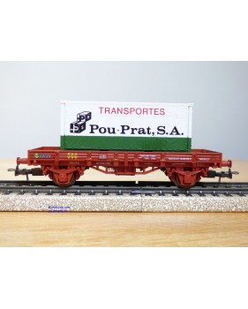ELECTROTREN  1021, wagon plat  et conteneur 20' Transportes Pou- Prat   RENFE   Neuf  BO