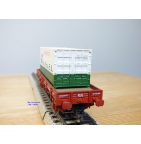 ELECTROTREN  1021, wagon plat  et conteneur 20' Transportes Pou- Prat   RENFE   Neuf  BO