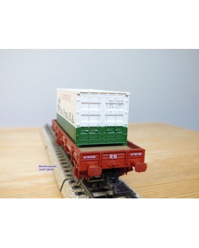 ELECTROTREN  1021, wagon plat  et conteneur 20' Transportes Pou- Prat   RENFE   Neuf  BO