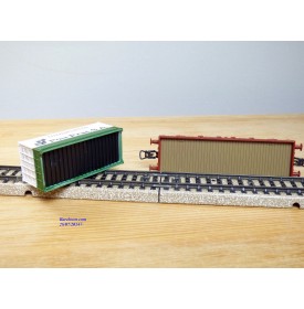ELECTROTREN  1021, wagon plat  et conteneur 20' Transportes Pou- Prat   RENFE   Neuf  BO