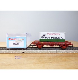 ELECTROTREN  1021, wagon plat  et conteneur 20' Transportes Pou- Prat   RENFE   Neuf  BO