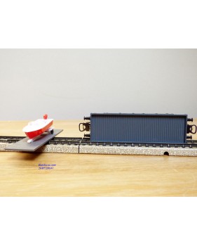ELECTROTREN  1017, wagon plat chargé d' un canot hors bord sur remorque    RENFE  BO