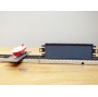 ELECTROTREN  1017, wagon plat chargé d' un canot hors bord sur remorque    RENFE  BO