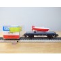 ELECTROTREN  1017, wagon plat chargé d' un canot hors bord sur remorque    RENFE  BO