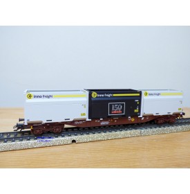 Märklin 47080, wagon plat porte conteneurs   type Sgnss  et conteneurs innofreight    ÖBB  neuf   BO