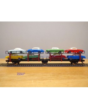 FLEISCHMANN 1472 B, couplage 2  wagons porte autos type Offs55 avec 8 autos  DB  BO