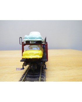 FLEISCHMANN 1472 B, couplage 2  wagons porte autos type Offs55 avec 8 autos  DB  BO